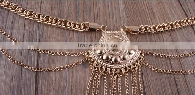 2016 Bohemian Styke Vintage Exaggerate Tassels Sexy Bikini Waist Belly Body Chian