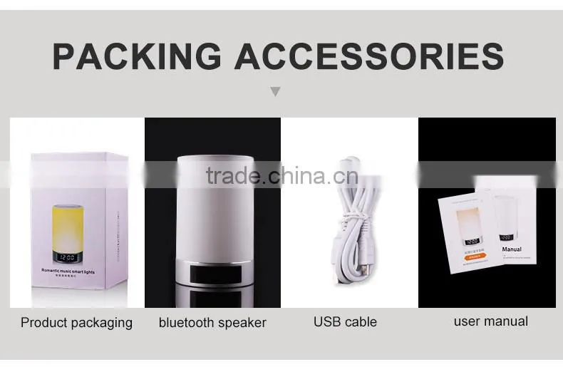 Coloful Portable Bluetooth Speakers with led light wireless speaker with clock touch sensor