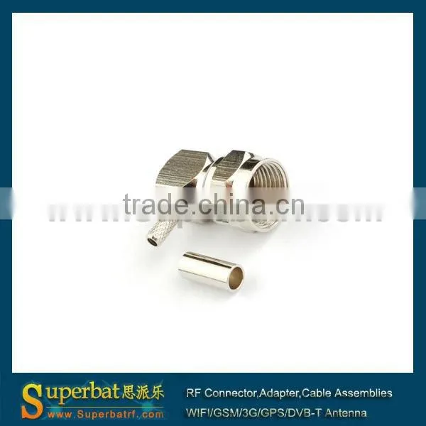 f male to bnc female connector Crimp Plug Right Angle connector for RG179