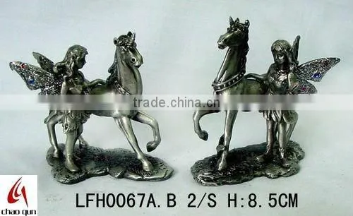 2012 metal lovely fairy with unicorn sculpture 0067
