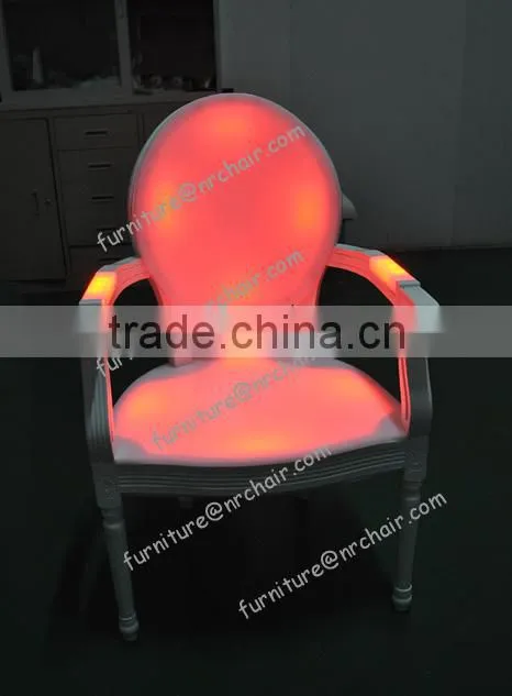 shanghai wholesale event rental wood furniture acrylic LED lighting arm chairs