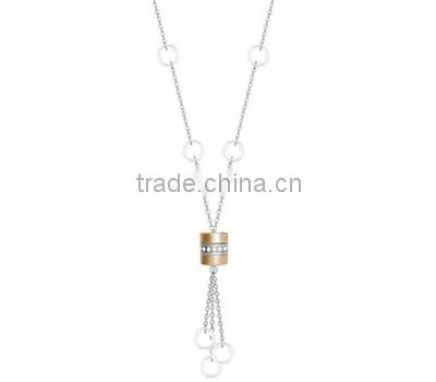 White ceramic beads stainless steel women's gold earring