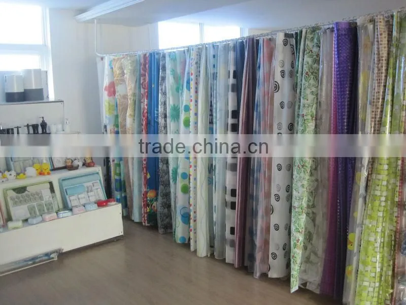 cute style polyester shower curtain/bathroom curtain matching with 12pcs poly resin hooks