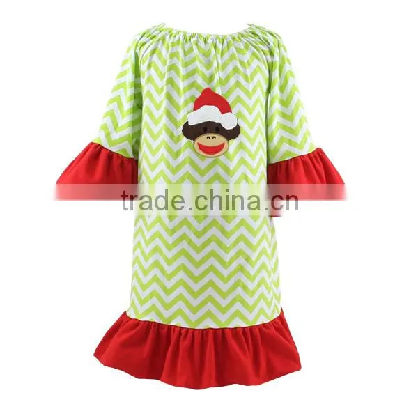 wholesale kids dresses boutique christmas dress baby girls chevron dress ruffle dress