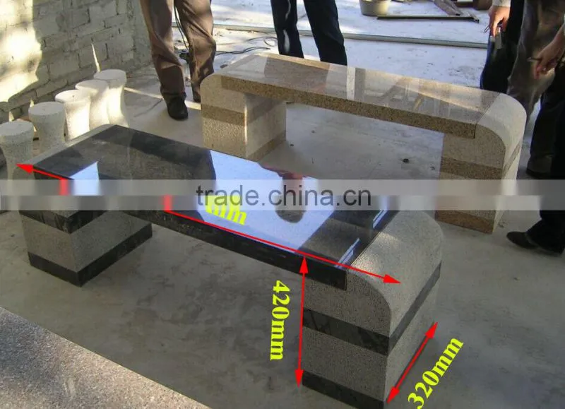 Hot sale black and yellow granite stone bench