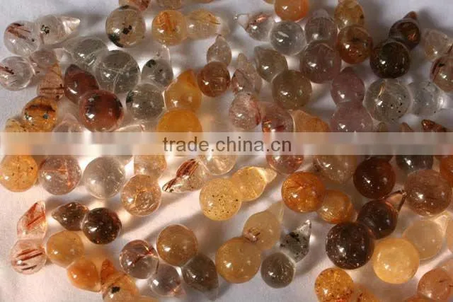 Rare Rutilated Quartz Rock Crystal GOURD Carving