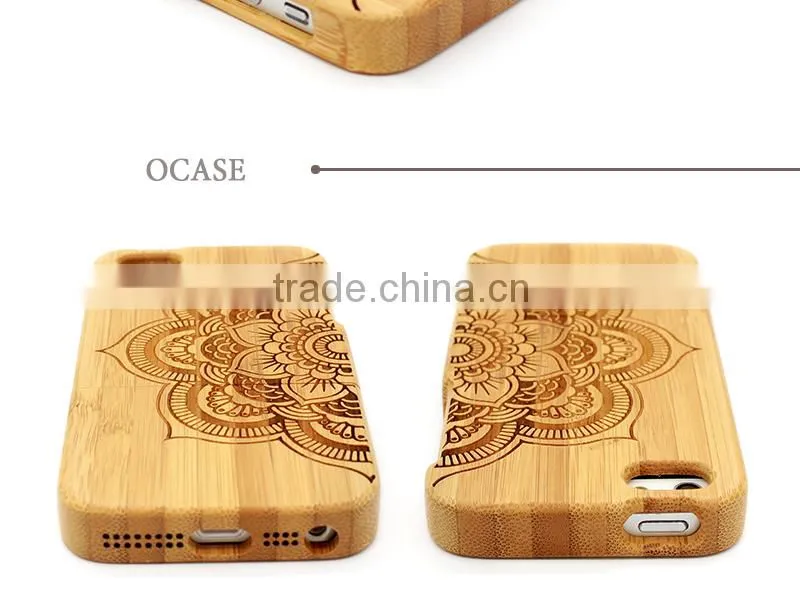 New Hot Sale! Buy Wood PC Mobile Case for iphone 5 Wood Case with Laser Engraving Mandala Pattern