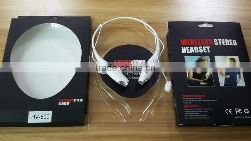 HV-800 Universal Wireless Bluetooth Music Headset A2DP Stereo Vibration Neckband Style Earphone Headphone For cellphones
