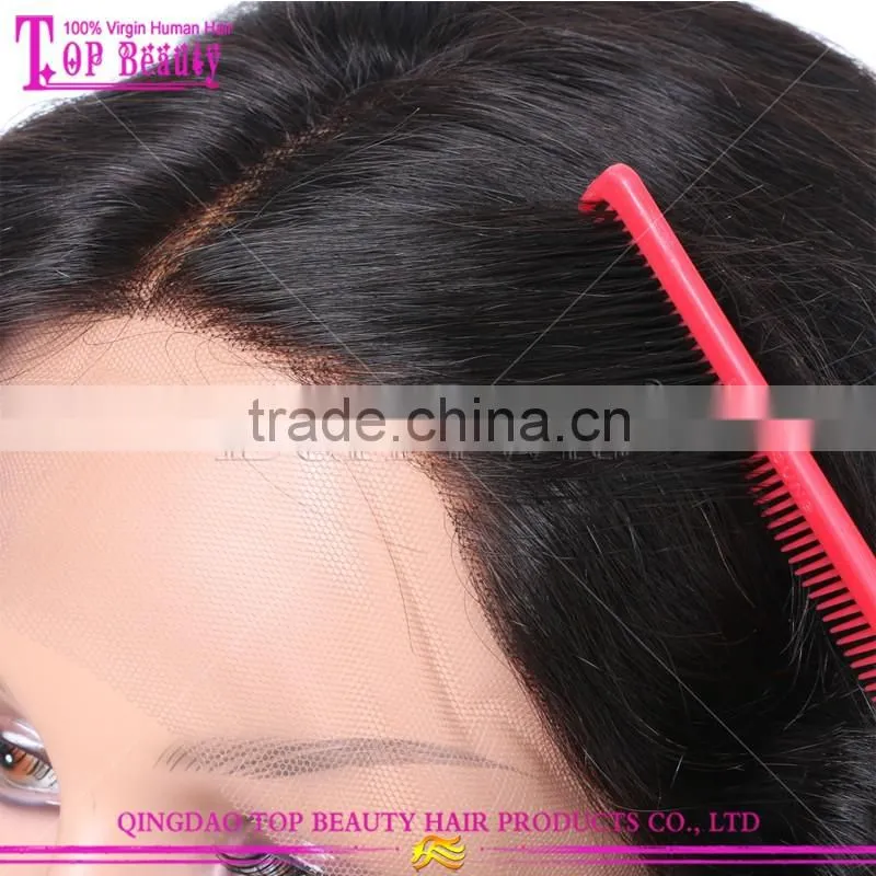 Trade Assurance Silk Top 100% Raw Unprocess Remy Virgin Human Hair Full Lace Wigs with Bangs
