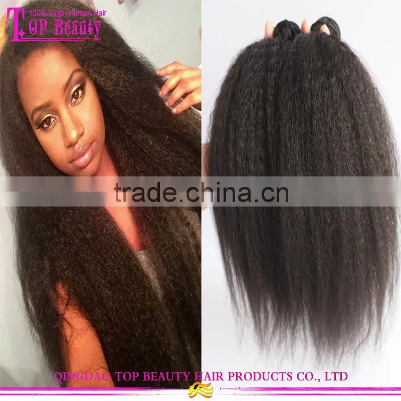 Unprocessed kinky straight yaki hair weave 100% virgin mongolian kinky straight hair