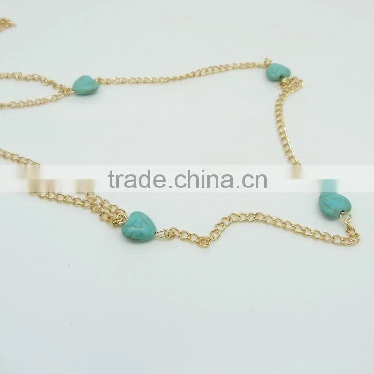 Simple heart turquoise sexy waist chain