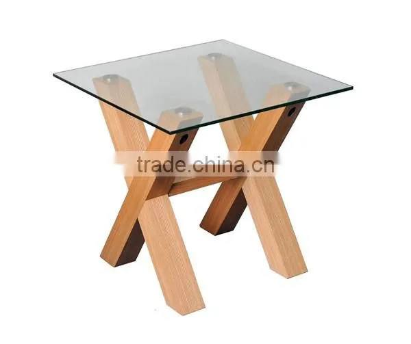 modern wooden coffee table set with 8mm tempered glass