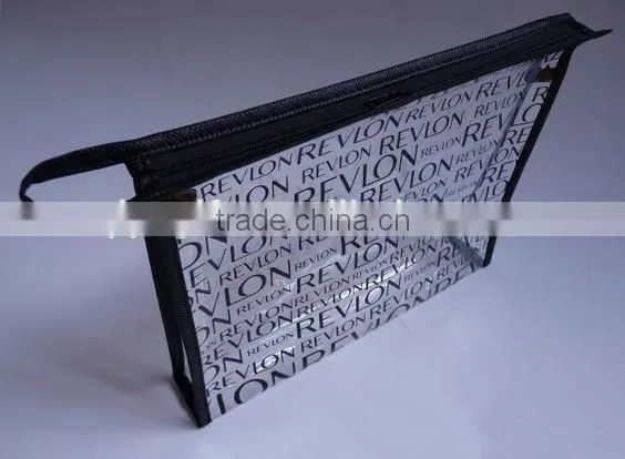 Clear transparent waterproof zippper plastic cosmetic bag