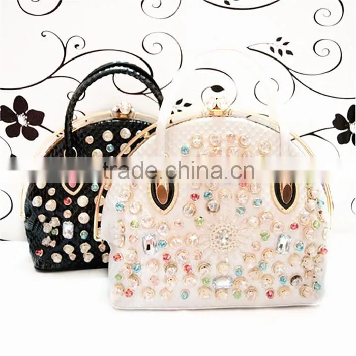Ladys Handbags Metal Crystal Rivets