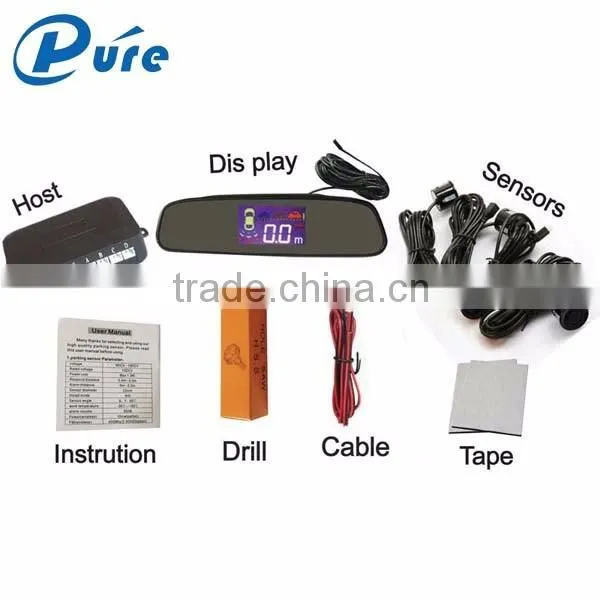Hot selling reverse parking sensor with car rearview mirror monitor radar with lcd display
