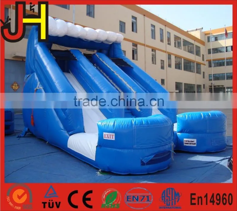 Double Lane Wave Clearance Inflatable Water Slide With Pool