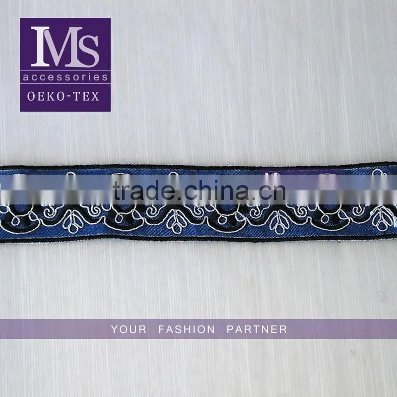 Garment decoration 4cm white net embroidery lace trim on wholesale