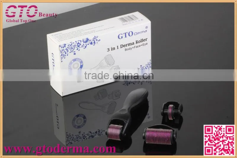 2016 newest 3 in1 180+600+1200 needle derma roller for hair loss treatment