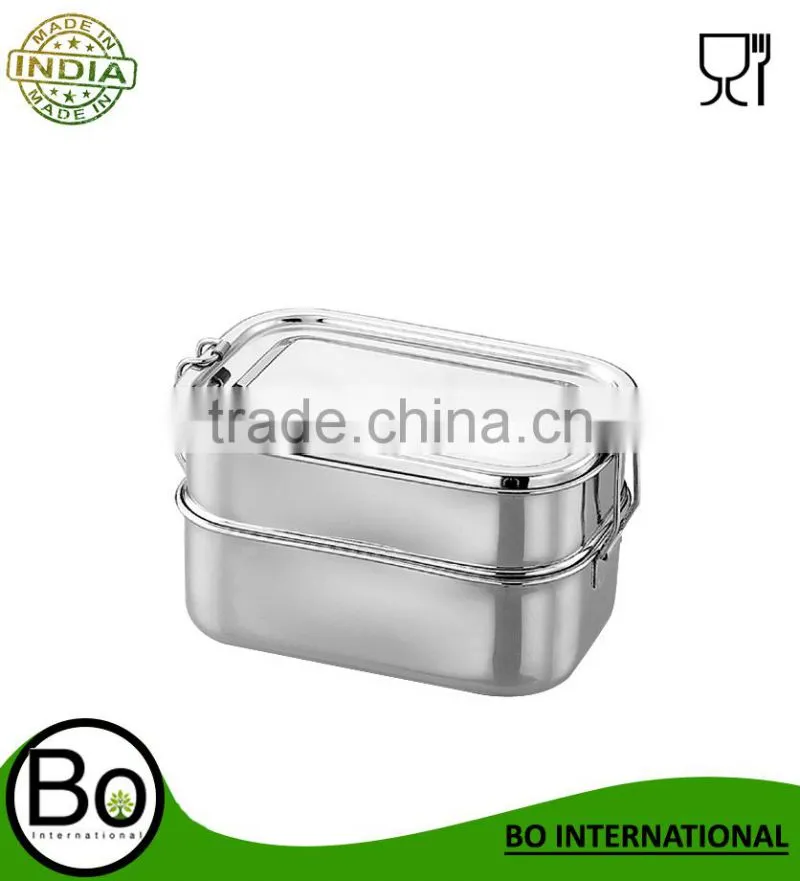 Stainless Steel Double Layered Lunch Box 170x120x80 mm