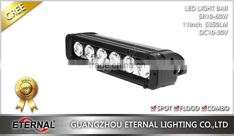 60W 11" single row high power truck trailer heavy duty machinery equipments outdoor powersports led light bar