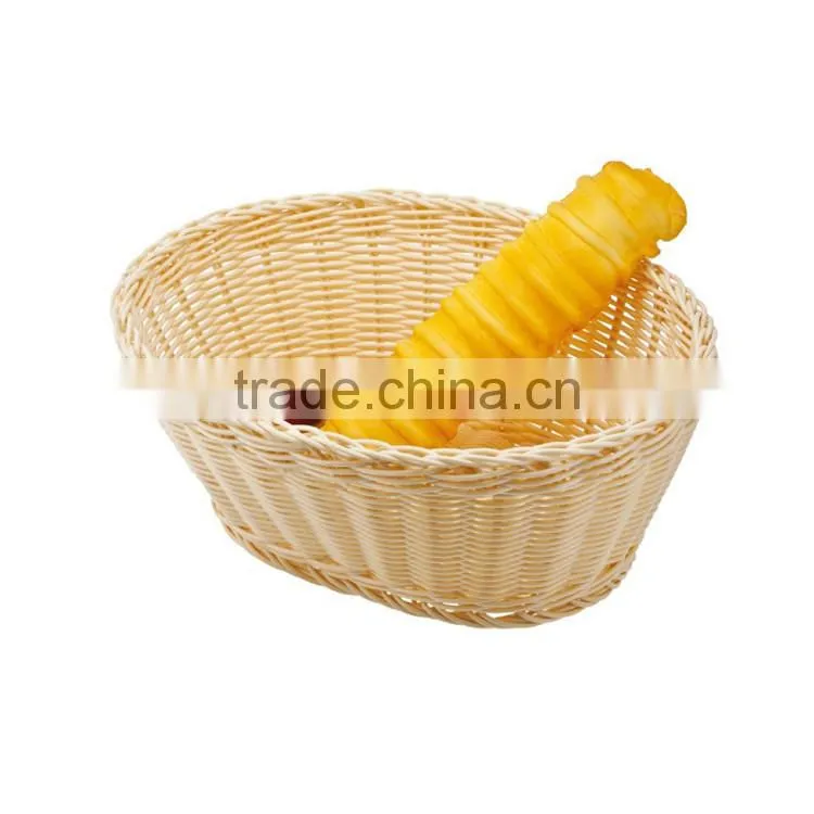 S&D handmade pp rattan round bread wicker fruit basket