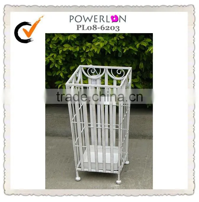 Cream Metal Umbrella Stand Vintage Style Chic Shabby Storage Holder