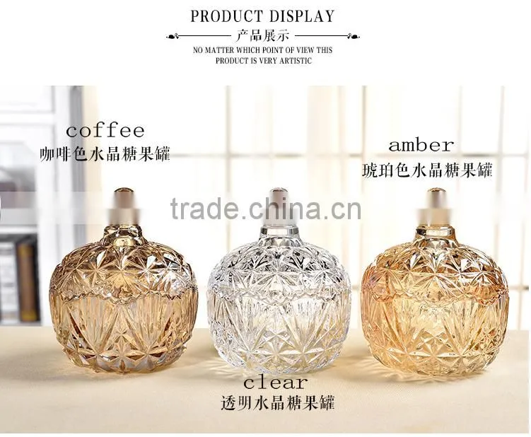 3pieces of one set home table centerpieces colourful crystal glass jars with lid terarium for food