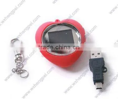 Heart shape Mini 1.5" LCD Digital Photo Picture Frame Key Chain Keychain + USB Cable