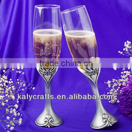wine goblet for wedding poly resin Fleur De Lis Collection toasting flutes