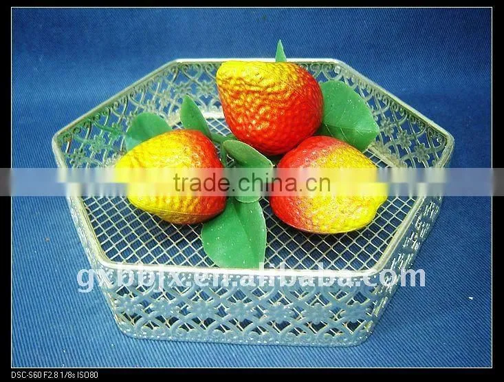 Silver hexagonal wire storage fruit basket recycling home decoration