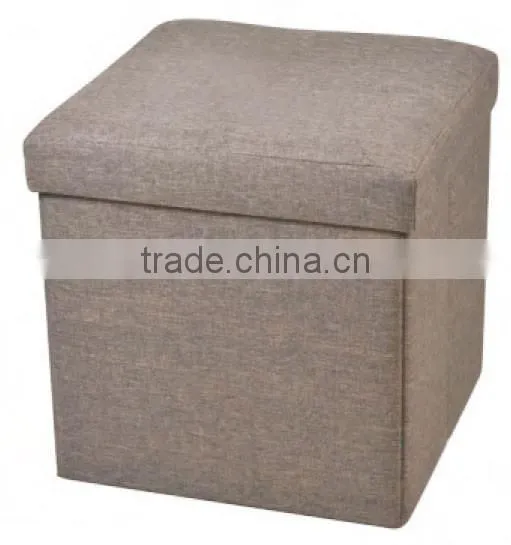 Collapsible Storage Ottoman Cube Foot Rest Stool Comfy Linen-like Fabric Lift Off Top