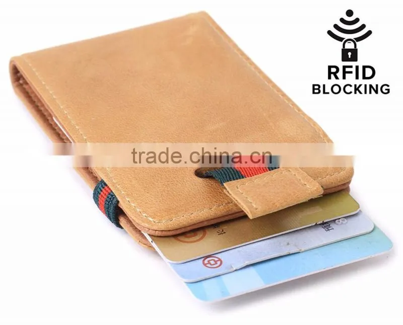 RFID Blocking Bifold Slim Wallet with Pull Tab Sleeves and Money Clip