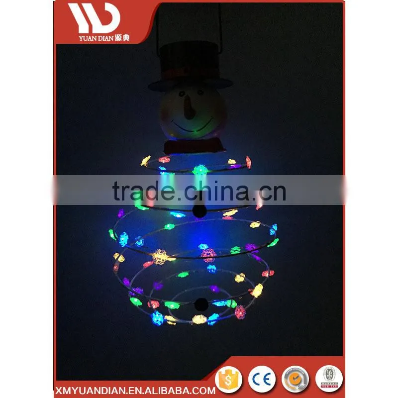 Names Christmas Ornaments Hanging Led Solar Lantern Decoration Snowmen Santa Metal Hanging Light