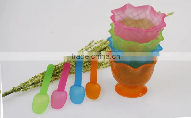Colorful Ice Cream Bowl with Spoon Set airline plastic cutlery set