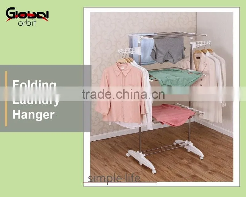 Home Furniture Durable Foldable Clothes Drying Rack With Towel Hanger Rail