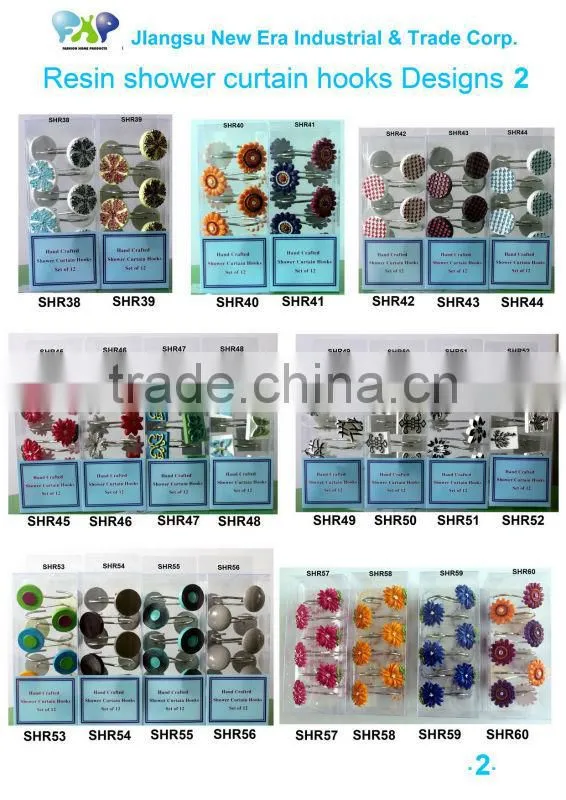 Resin shower curtain hooks