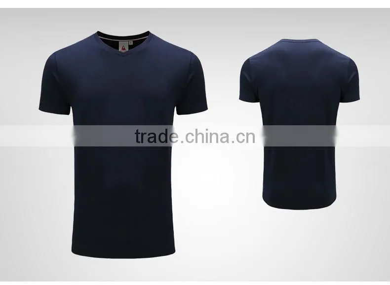 V Neck Fashion Tee Sportswear White Plain Dyed Man Blank Custom Embroidery T-Shirt