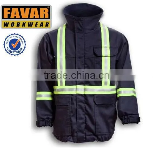 navy blue winter quilted cotton FR workwear jacket