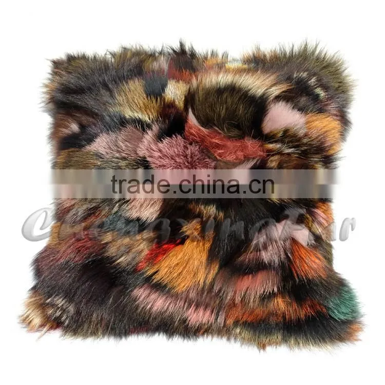 CX-D-107D Best Design Elephant Pillow Covers Real Fox Fur Decorative Sofa Cushion Cover Wholesale 2016