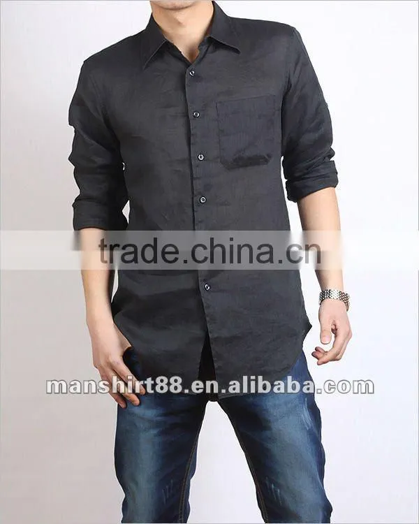2016 man's 100% linen wash finishing long sleeve men's casual shirt