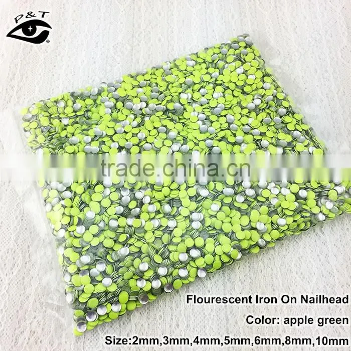 Flat back neon purple color iron on nailhead metal studs for nail art clothing DIY crafts