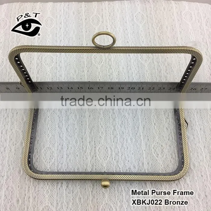 15x8cm rectangle embossed bronze color purse frame metal for handbag