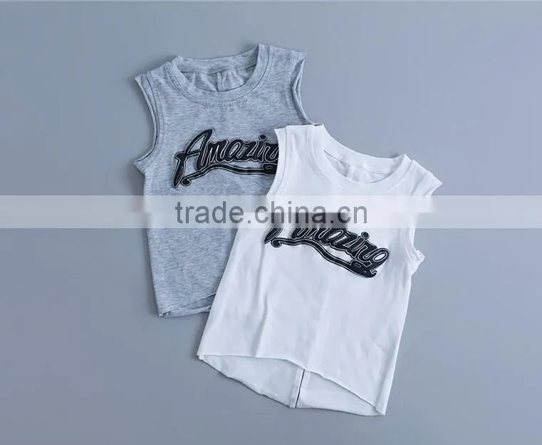 Custom Casual Little Boys Printed Vest Clothing Baby Boys Vest Sleeveless O Neck Tank Top Shirts