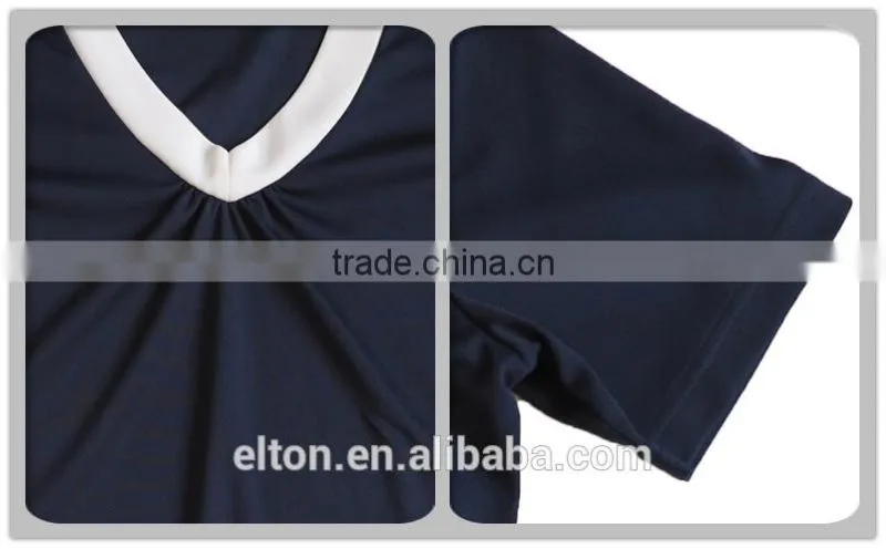 201501001098 Navy Blue Short Sleeve Perkku Women's Yoga T-shirt