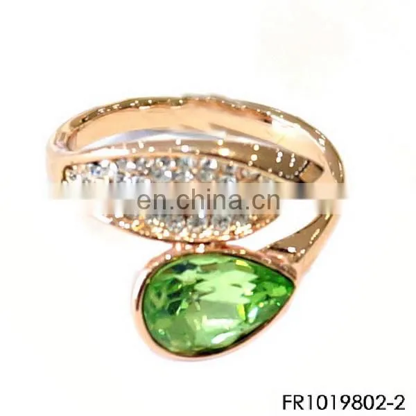 colorful crystal latest gunmetal adjustable finger ring designs
