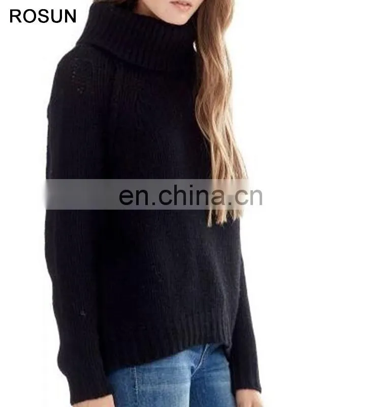 Top selling turtleneck no pattern 100% cashmere sweater for women in the style of retro