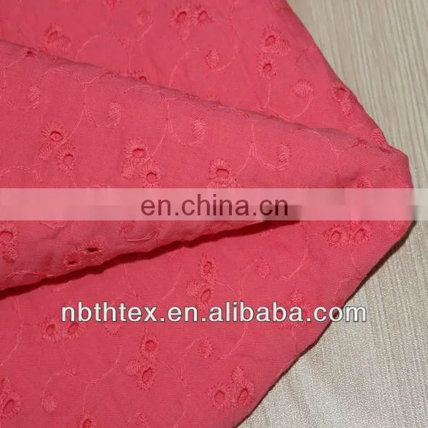 100% cotton embroidery eyelet fabric for lady garment wholesale in USA