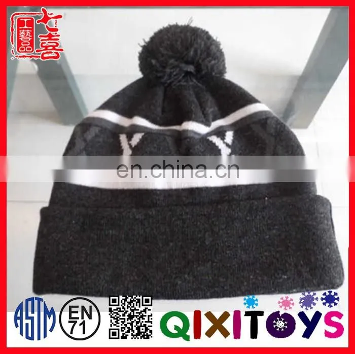 2016 New designed Fashion sublimation Knitted winter hats with pompom