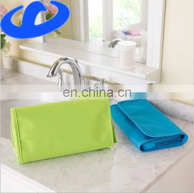 Canvas Wash Bag Foldable Organizer Multi-functional Hanging up Cosmetic Bag