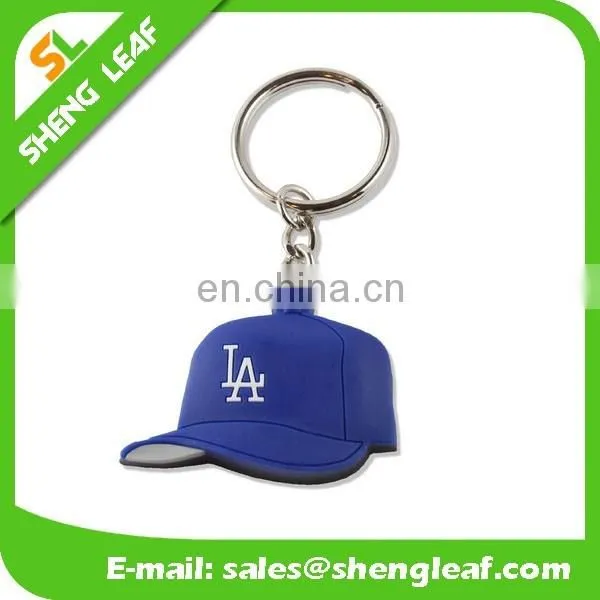 Custom cap shaped 3D logo soft pvc rubber keychain